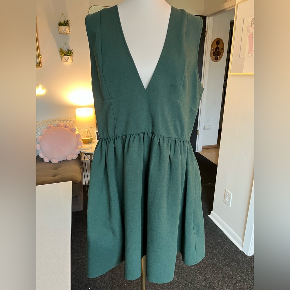 Banana Republic Forest Green V-Neck Cocktail Dress